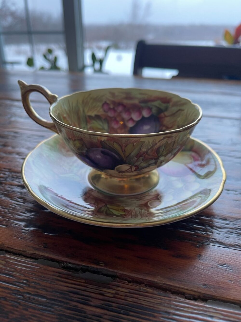 Vintage Aynsley Bone China Teacup & Saucer – Orchard Fruit Pattern – England
